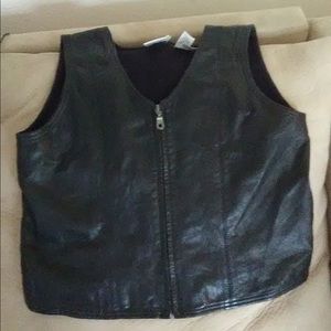 Black leather vest